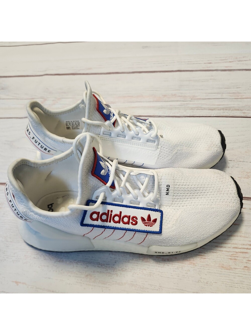 adidas NMD R1 White Red Blue Men's Sneakers Size 9.5